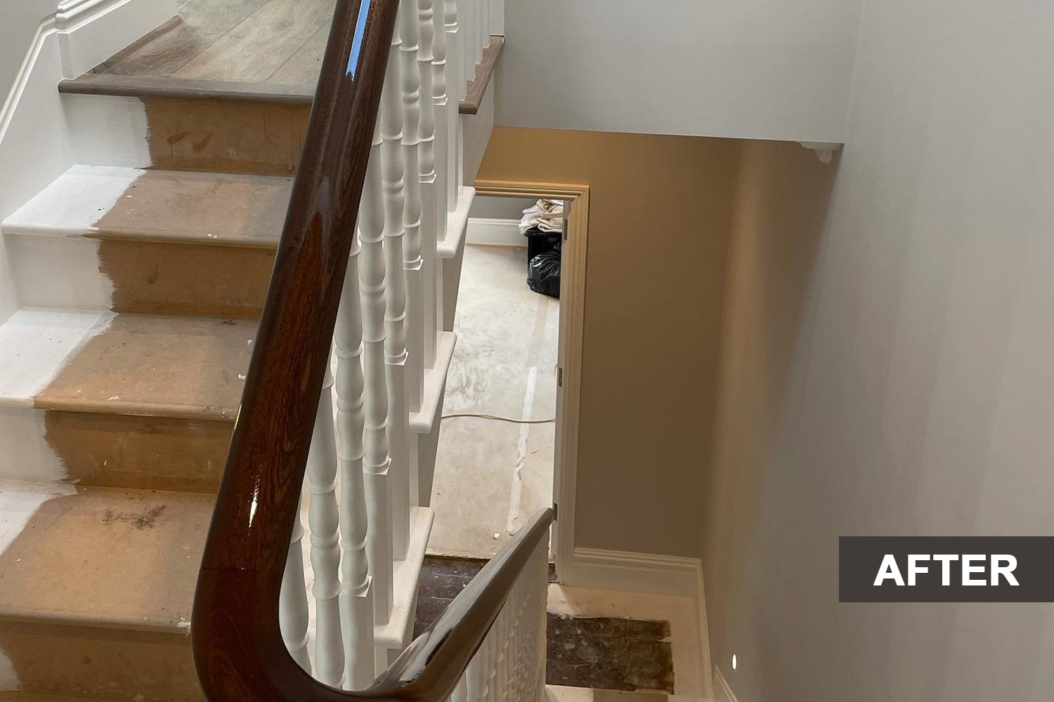 Staircase handrail after renovation
