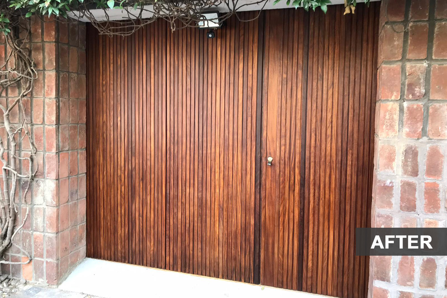A wooden door after restoration