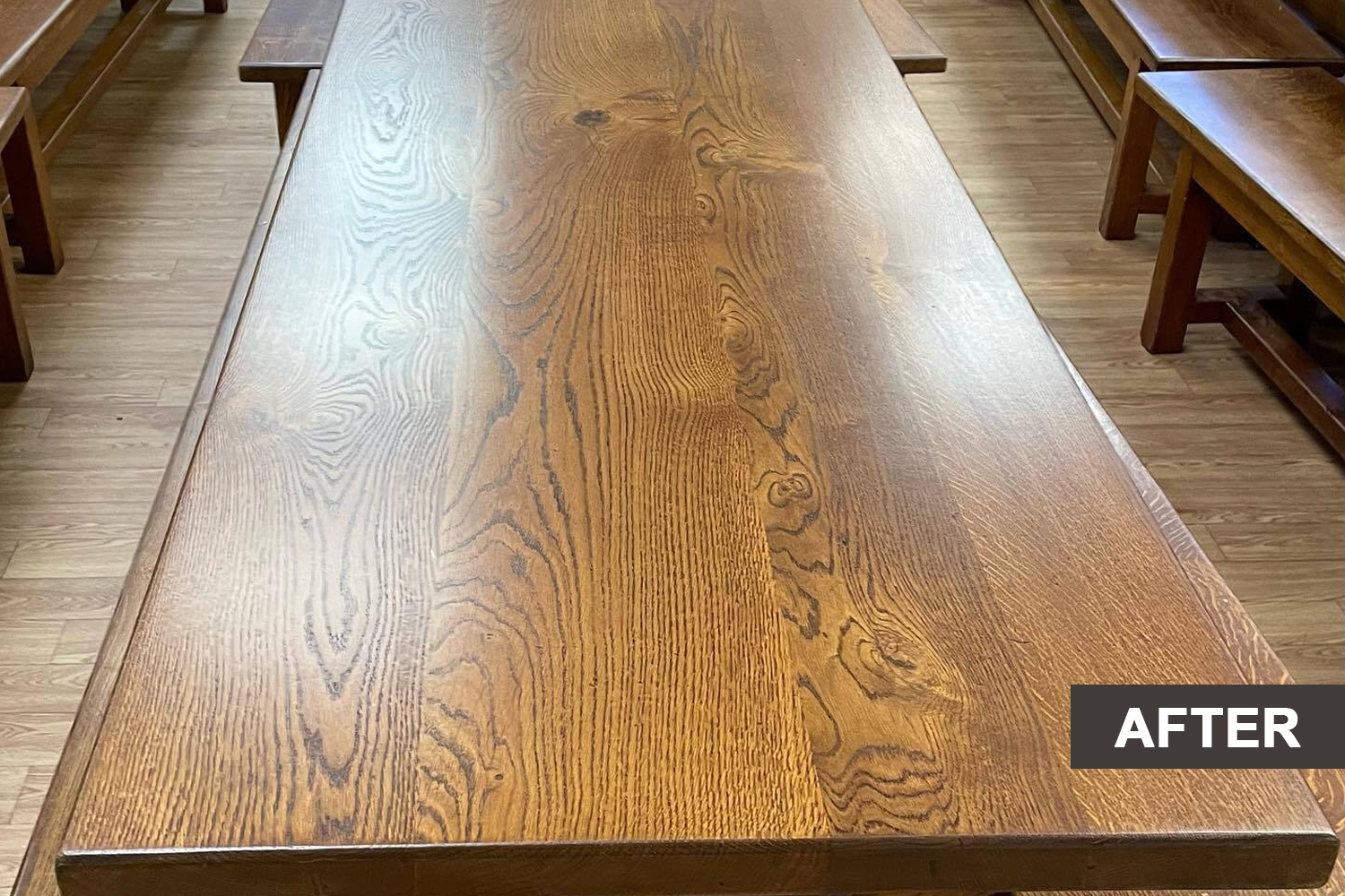 School dining tables after polishing